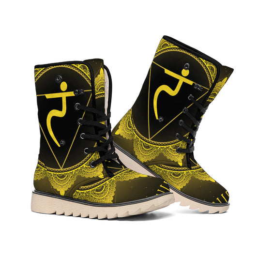 Manipura Chakra Symbol Print Winter Boots
