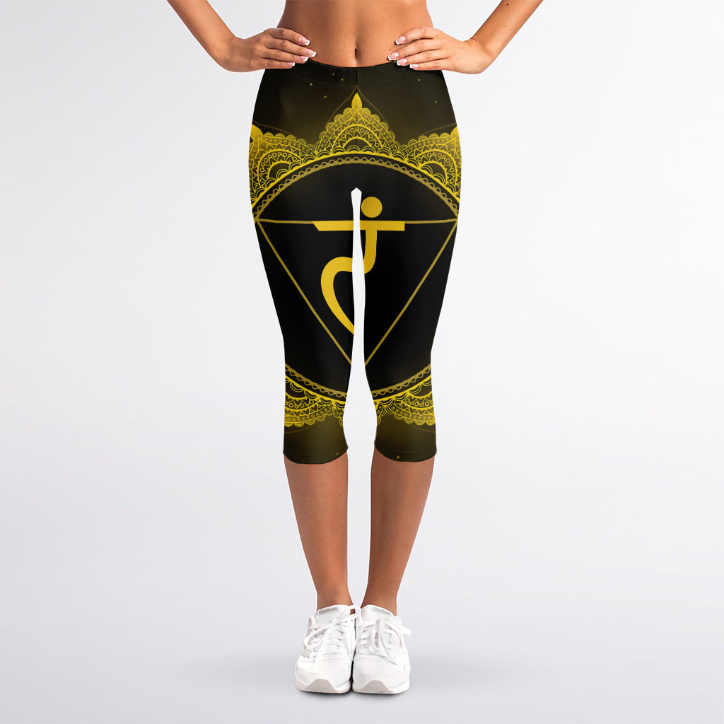 Manipura Chakra Symbol Print Women's Capri Leggings