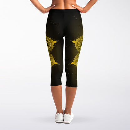 Manipura Chakra Symbol Print Women's Capri Leggings