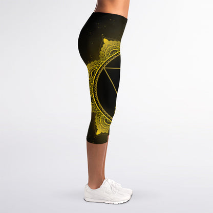 Manipura Chakra Symbol Print Women's Capri Leggings