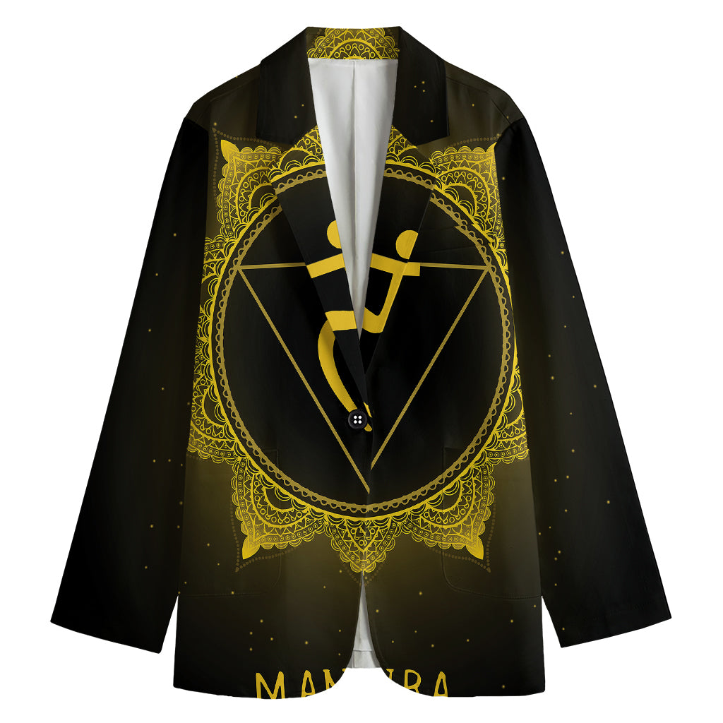 Manipura Chakra Symbol Print Women's Cotton Blazer