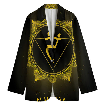 Manipura Chakra Symbol Print Women's Cotton Blazer