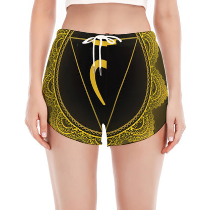 Manipura Chakra Symbol Print Women's Split Running Shorts