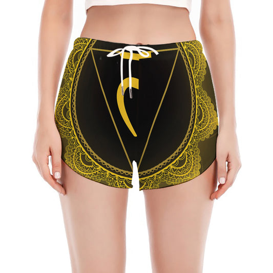 Manipura Chakra Symbol Print Women's Split Running Shorts