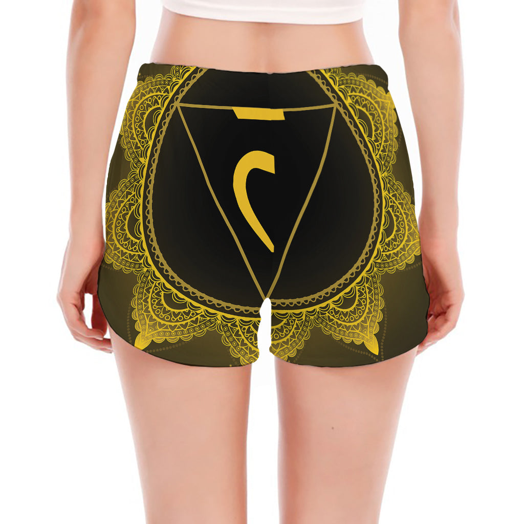 Manipura Chakra Symbol Print Women's Split Running Shorts