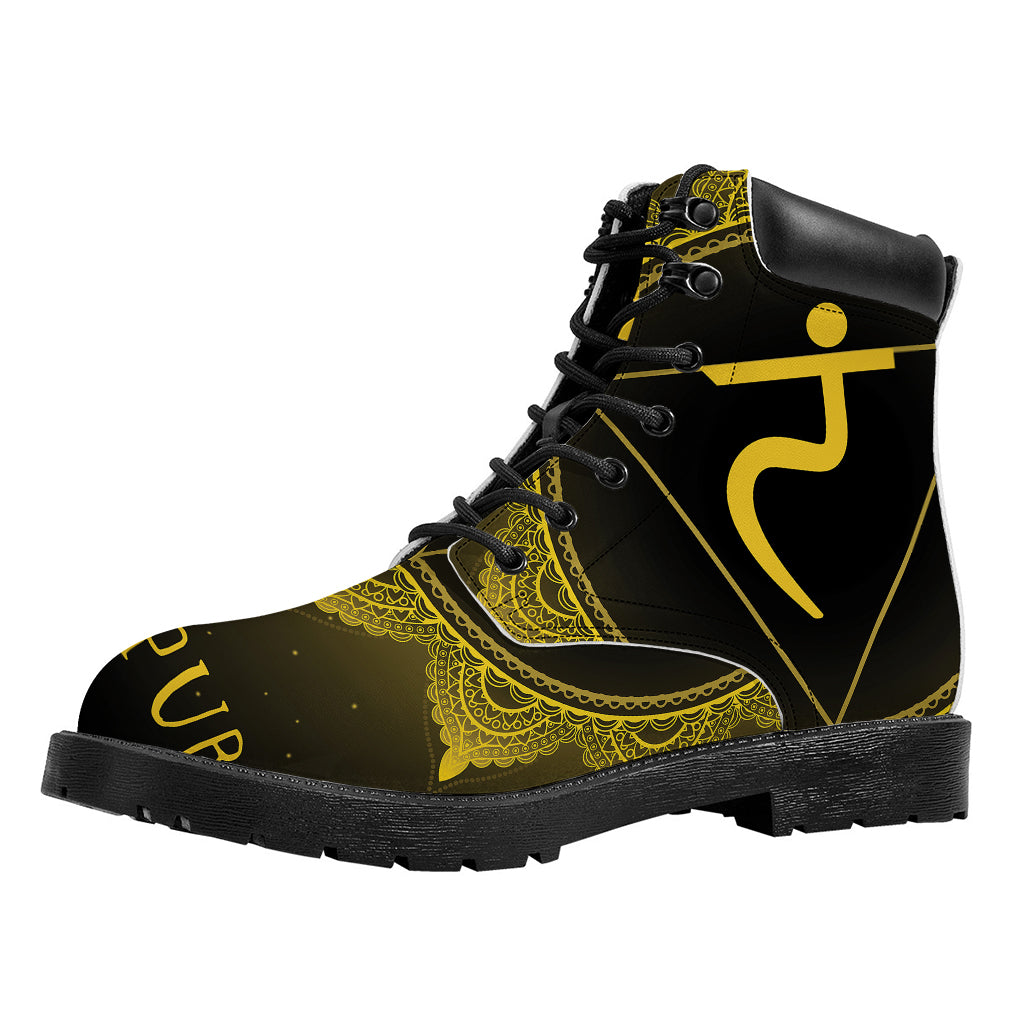Manipura Chakra Symbol Print Work Boots