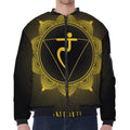 Manipura Chakra Symbol Print Zip Sleeve Bomber Jacket