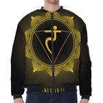 Manipura Chakra Symbol Print Zip Sleeve Bomber Jacket