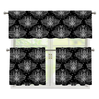 Mantis Spirit Animal Pattern Print 3 Piece Kitchen Curtains