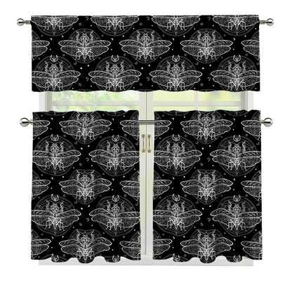 Mantis Spirit Animal Pattern Print 3 Piece Kitchen Curtains