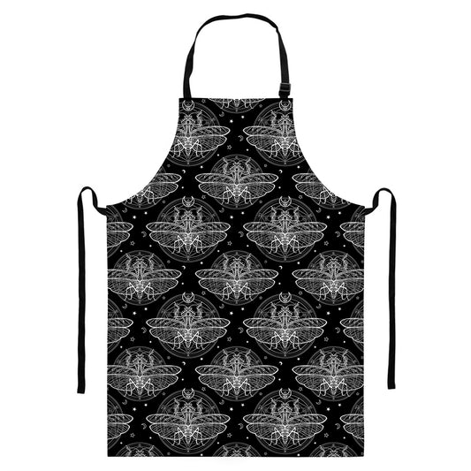 Mantis Spirit Animal Pattern Print Bib Apron With Pocket