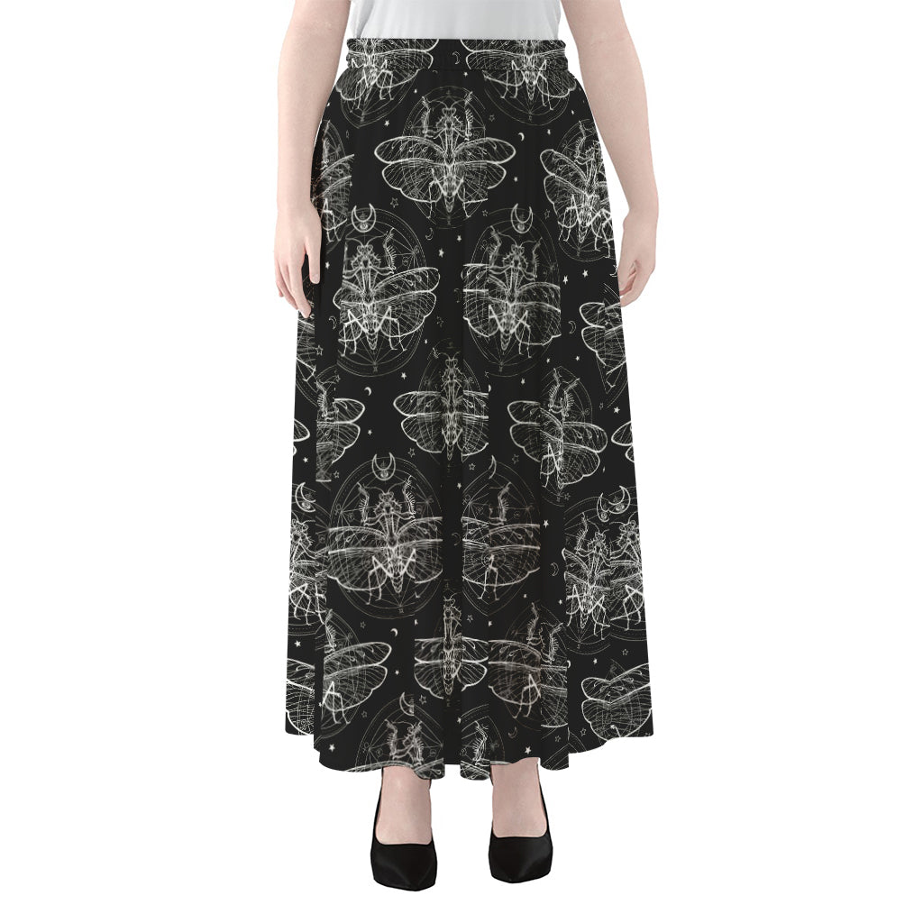 Mantis Spirit Animal Pattern Print Chiffon Maxi Skirt