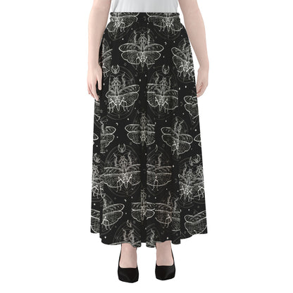 Mantis Spirit Animal Pattern Print Chiffon Maxi Skirt
