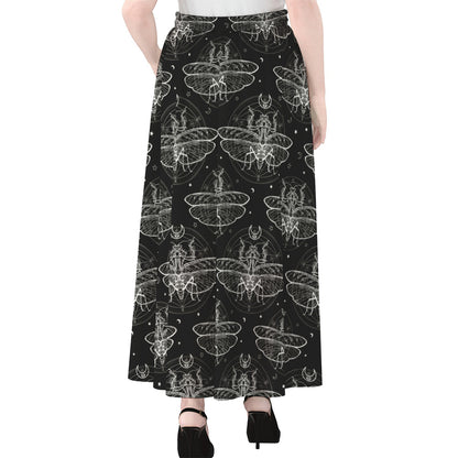 Mantis Spirit Animal Pattern Print Chiffon Maxi Skirt