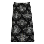 Mantis Spirit Animal Pattern Print Cotton Front Slit Maxi Skirt