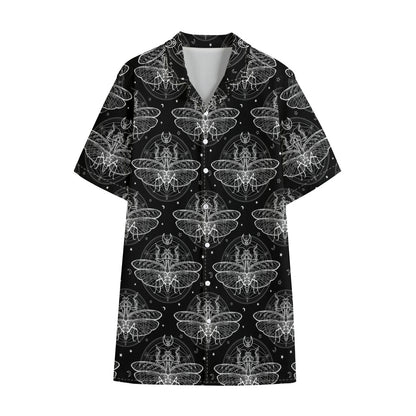 Mantis Spirit Animal Pattern Print Cotton Hawaiian Shirt