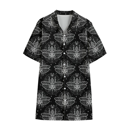 Mantis Spirit Animal Pattern Print Cotton Hawaiian Shirt