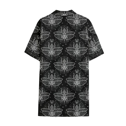 Mantis Spirit Animal Pattern Print Cotton Hawaiian Shirt