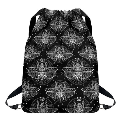 Mantis Spirit Animal Pattern Print Drawstring Backpack