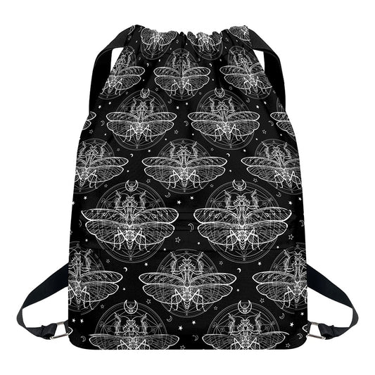 Mantis Spirit Animal Pattern Print Drawstring Backpack