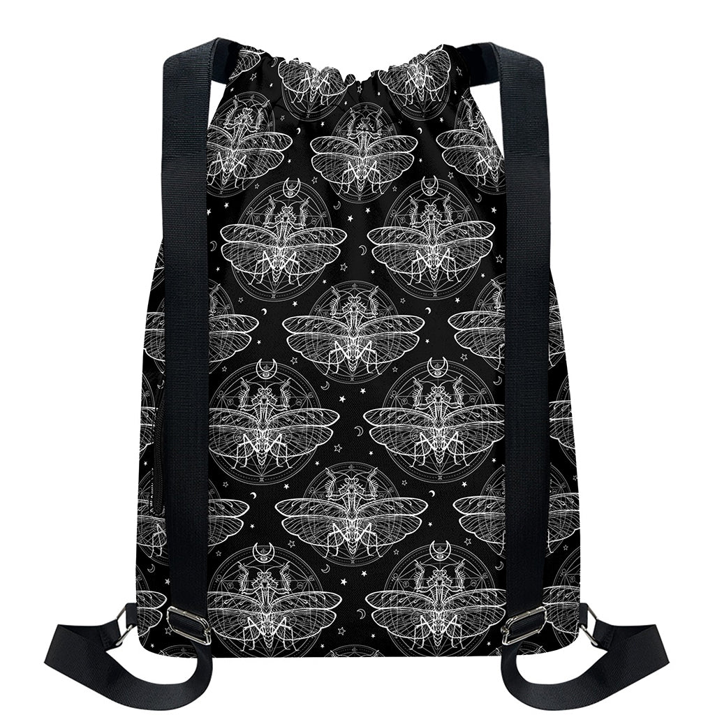 Mantis Spirit Animal Pattern Print Drawstring Backpack