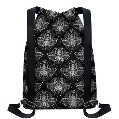 Mantis Spirit Animal Pattern Print Drawstring Backpack