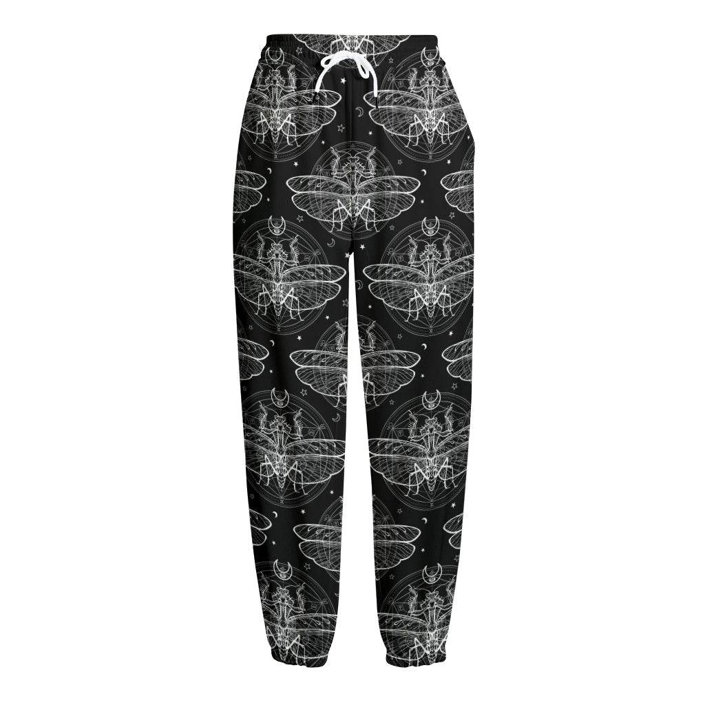 Mantis Spirit Animal Pattern Print Fleece Lined Knit Pants