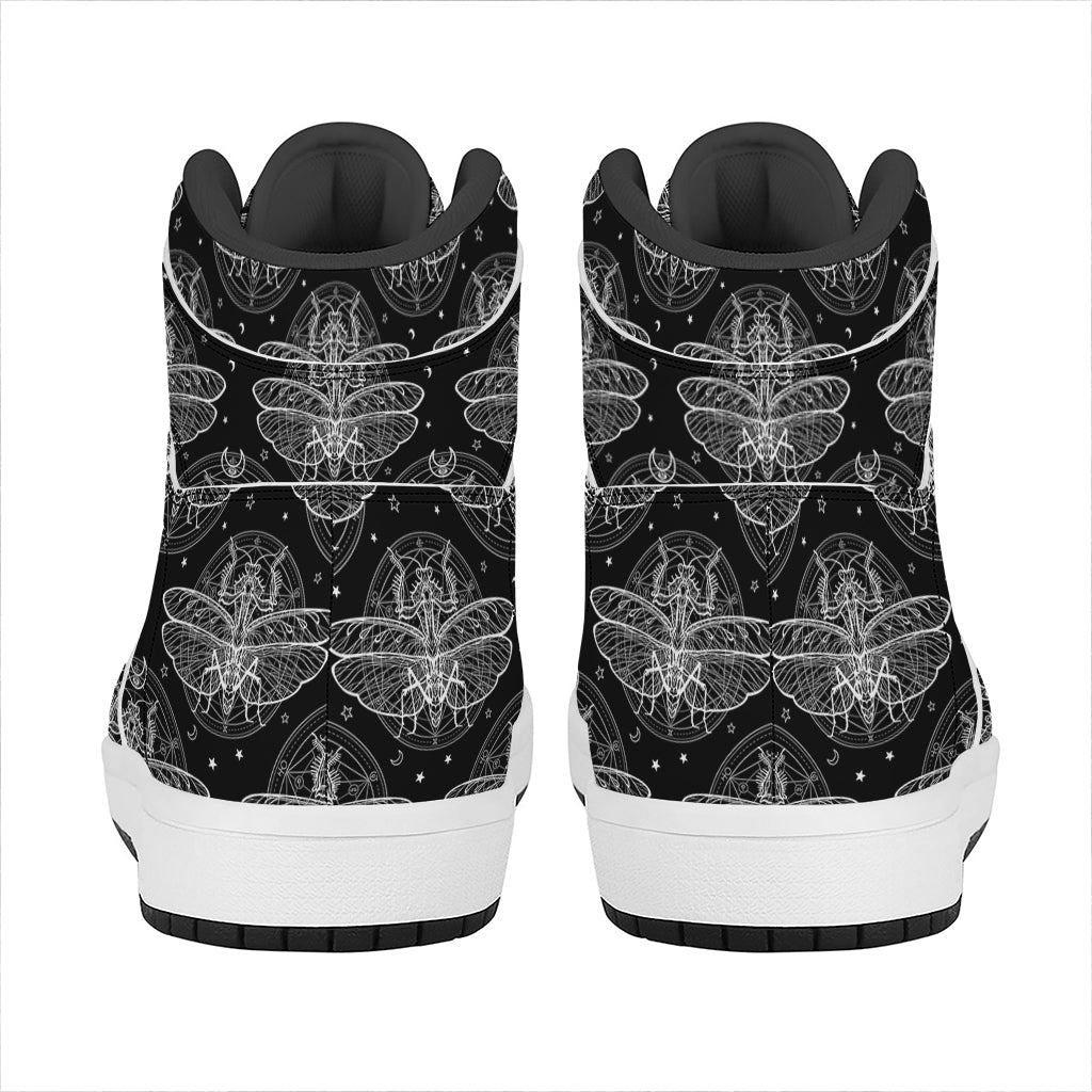 Mantis Spirit Animal Pattern Print High Top Leather Sneakers