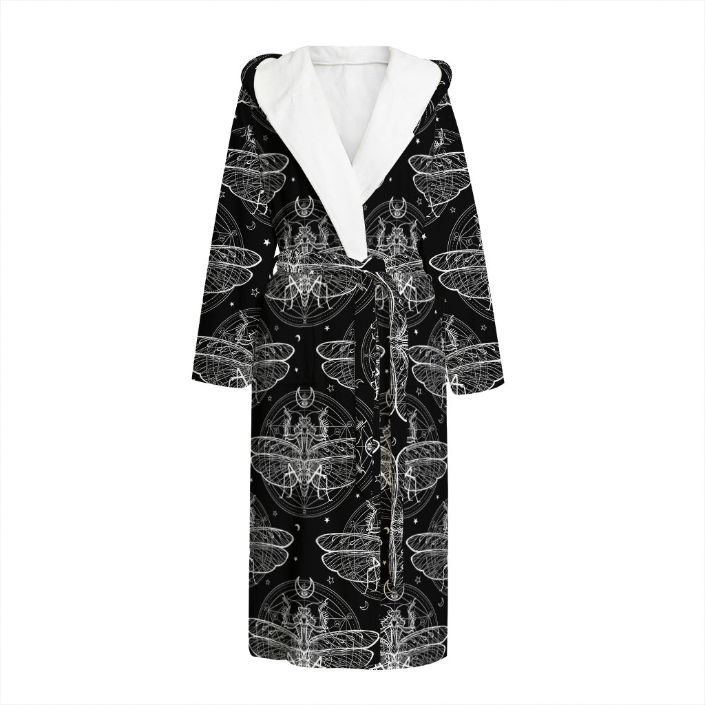 Mantis Spirit Animal Pattern Print Hooded Bathrobe