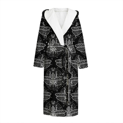 Mantis Spirit Animal Pattern Print Hooded Bathrobe