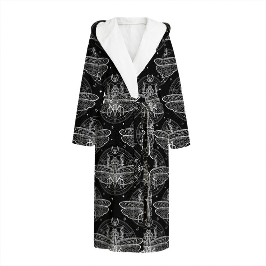 Mantis Spirit Animal Pattern Print Hooded Bathrobe