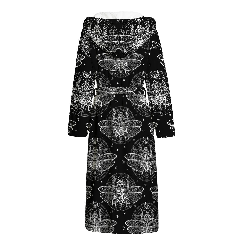 Mantis Spirit Animal Pattern Print Hooded Bathrobe