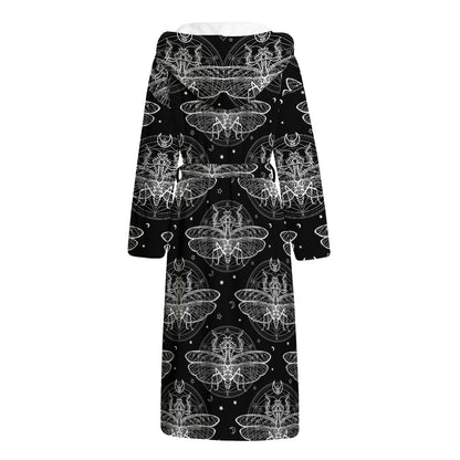 Mantis Spirit Animal Pattern Print Hooded Bathrobe