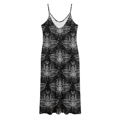 Mantis Spirit Animal Pattern Print Jersey Midi Cami Dress