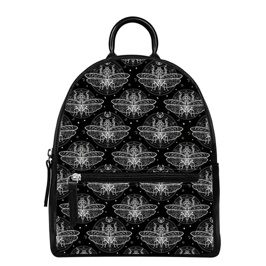 Mantis Spirit Animal Pattern Print Leather Backpack