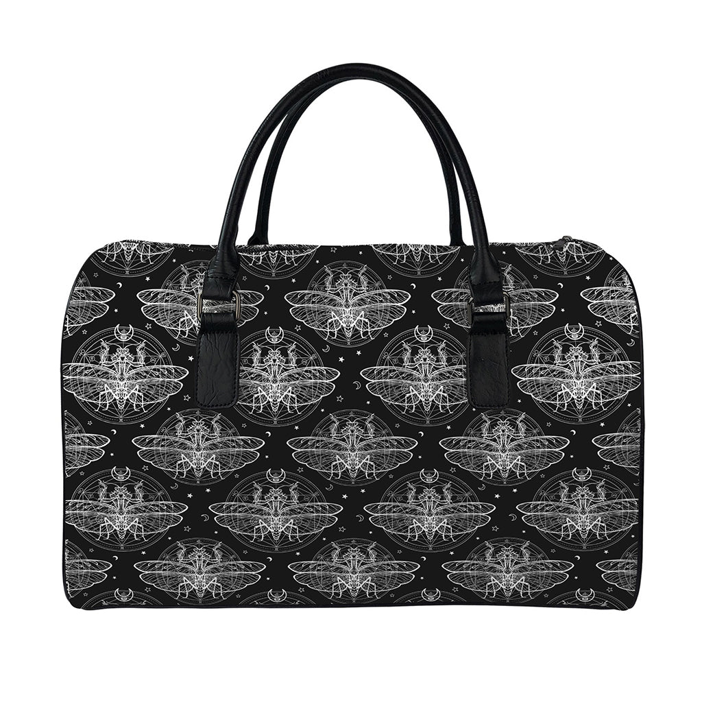 Mantis Spirit Animal Pattern Print Leather Duffle Bag