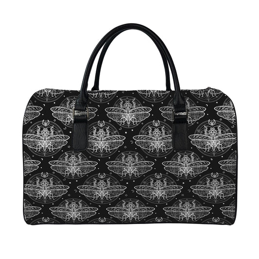 Mantis Spirit Animal Pattern Print Leather Duffle Bag
