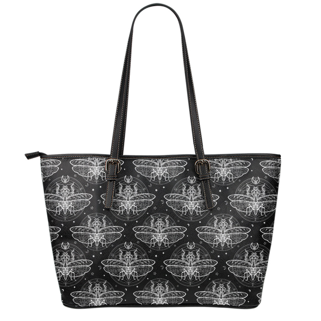 Mantis Spirit Animal Pattern Print Leather Tote Bag