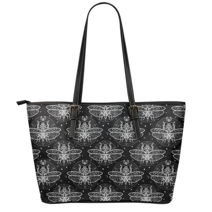Mantis Spirit Animal Pattern Print Leather Tote Bag