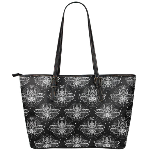 Mantis Spirit Animal Pattern Print Leather Tote Bag