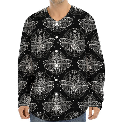 Mantis Spirit Animal Pattern Print Long Sleeve Baseball Jersey