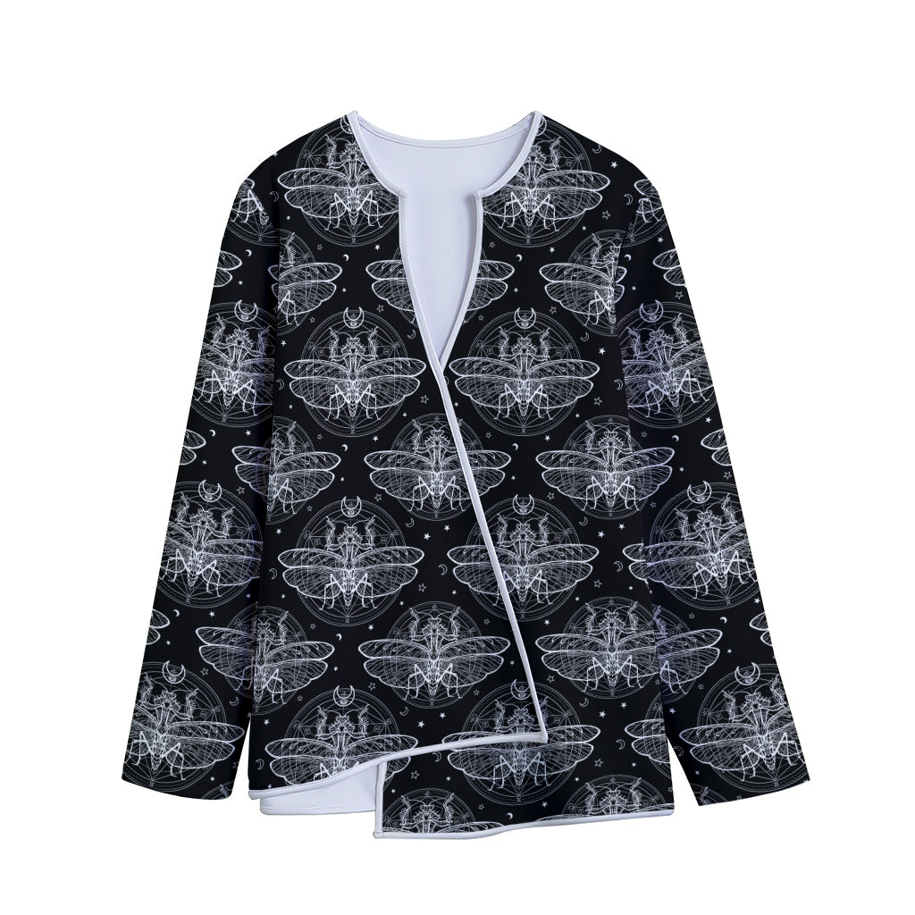 Mantis Spirit Animal Pattern Print Long Sleeve Short Coat