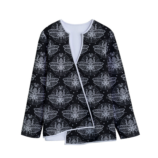 Mantis Spirit Animal Pattern Print Long Sleeve Short Coat