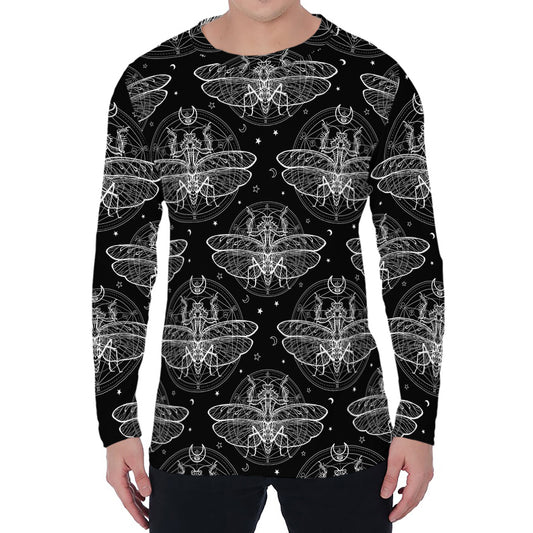 Mantis Spirit Animal Pattern Print Men's Long Sleeve T-Shirt