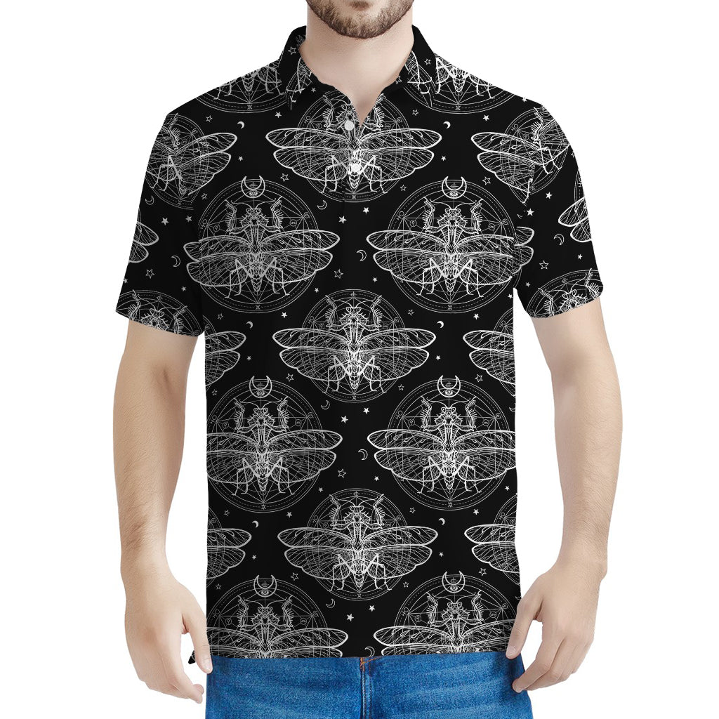 Mantis Spirit Animal Pattern Print Men's Polo Shirt