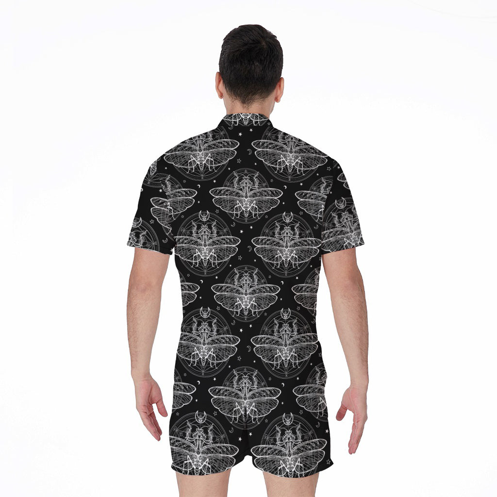 Mantis Spirit Animal Pattern Print Men's Rompers