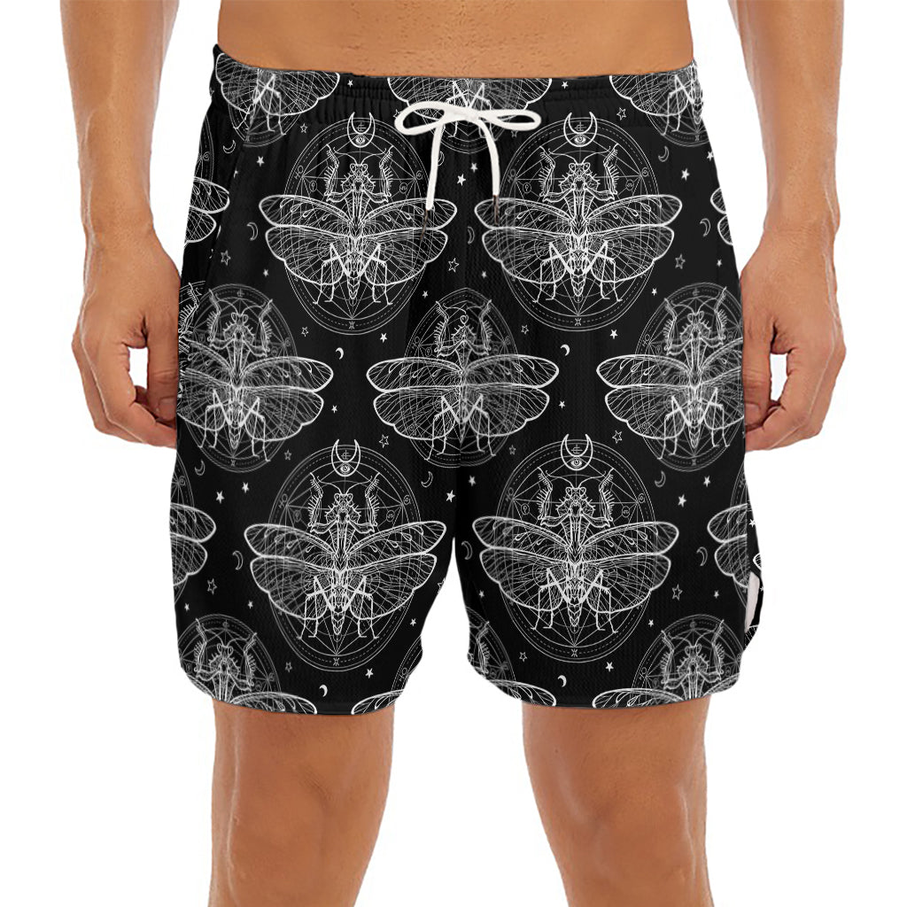 Mantis Spirit Animal Pattern Print Men's Split Running Shorts