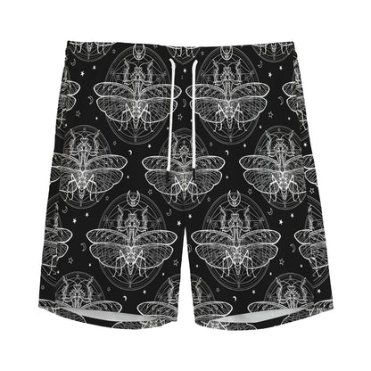 Mantis Spirit Animal Pattern Print Men's Sports Shorts