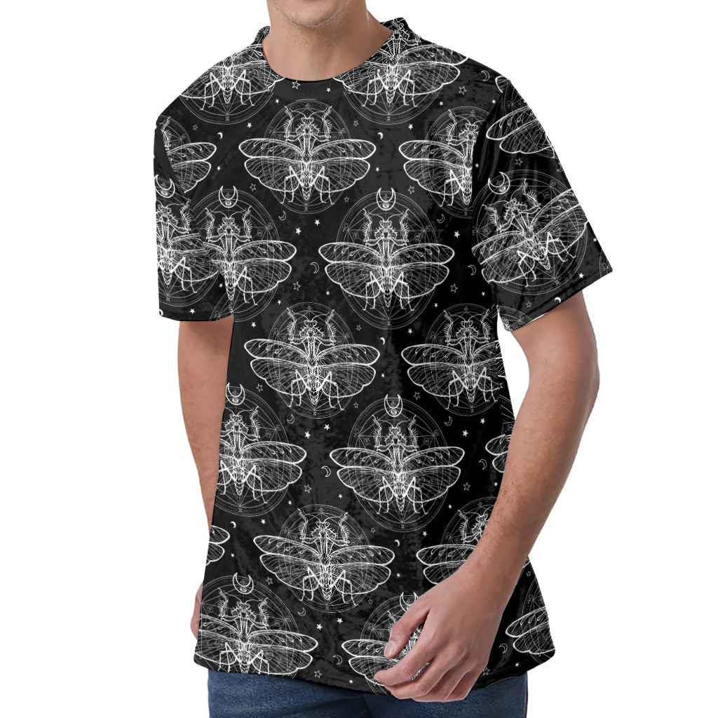 Mantis Spirit Animal Pattern Print Men's Velvet T-Shirt