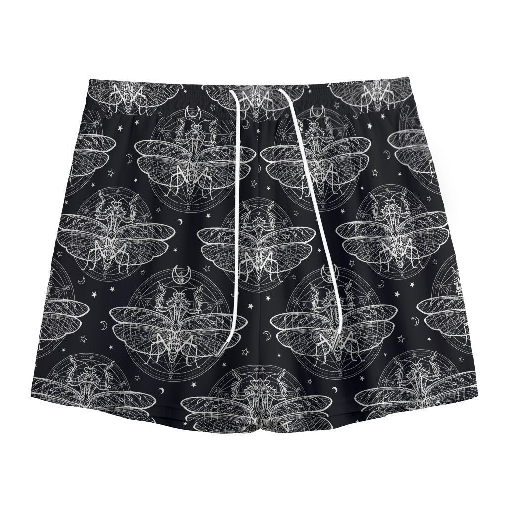 Mantis Spirit Animal Pattern Print Mesh Shorts